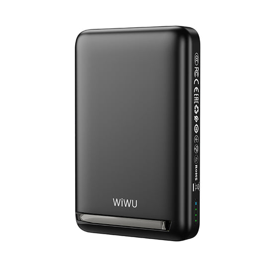 Wiwu Wi-P043 LED Işık Göstergeli Standlı Taşınabilir Magsafe Wireless Powerbank 10.000mAh 15W Siyah