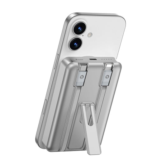Wiwu Wi-P056 Taşınabilir Wireless Şarj ve PD Hızlı Şarj Özellikli Powerbank 15W 10000mAh Gri