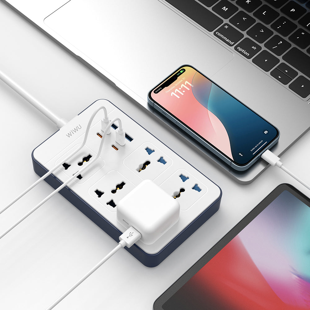 Wiwu Wi-S006 20W GaN Tech Power Strip 11 in 1 Çoklu Priz Beyaz
