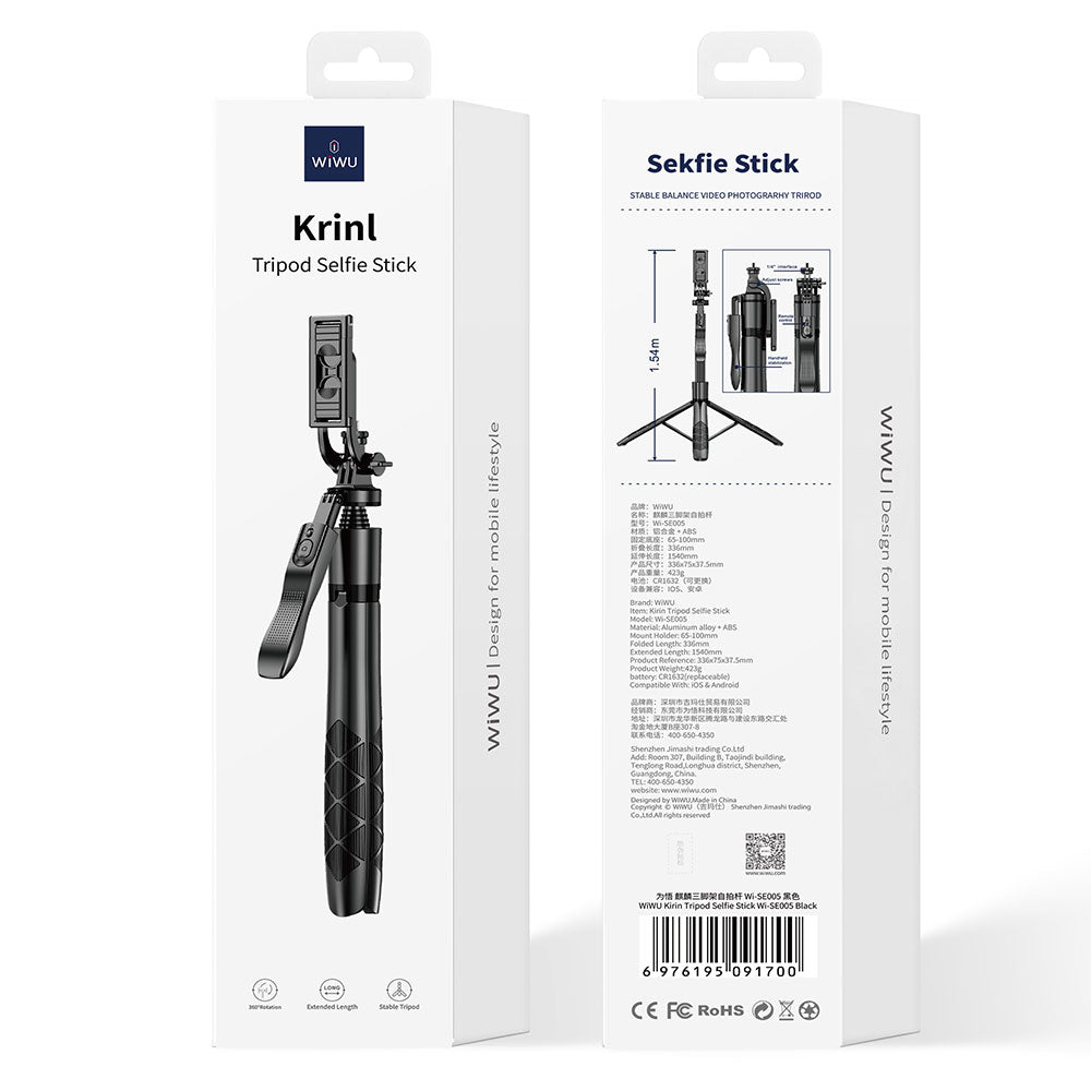 Wiwu Wi-SE005 Çok Fonksiyonlu Sabitleyici Ayrılabilir Canlı Yayın Tripod Selfie Çubuğu Siyah