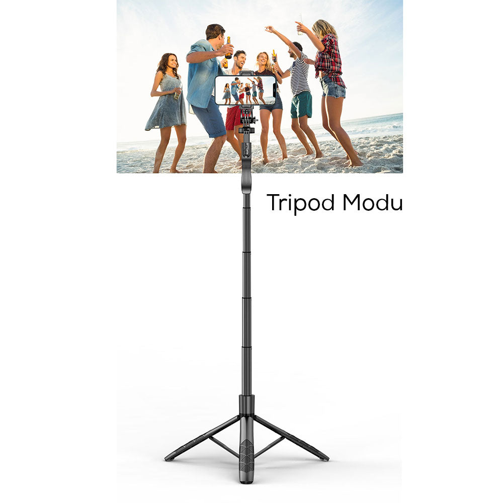 Wiwu Wi-SE005 Çok Fonksiyonlu Sabitleyici Ayrılabilir Canlı Yayın Tripod Selfie Çubuğu Siyah