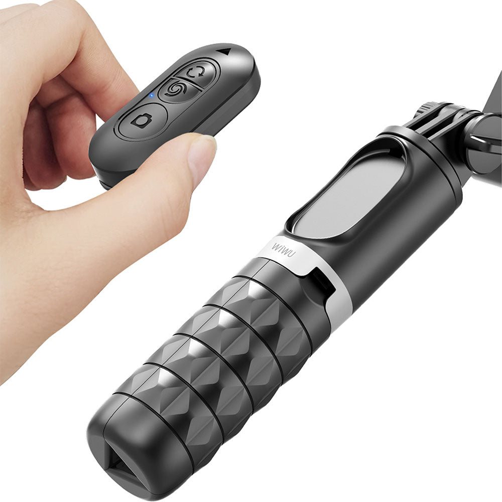 Wiwu Wi-SE006 Çok Fonksiyonlu Işıklı Gimbal Sabitleyici Tripod Selfie Çubuğu Siyah