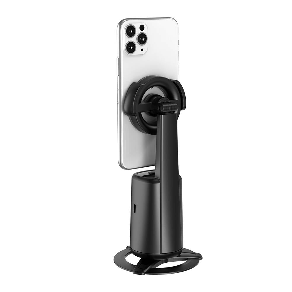 Wiwu Wi-SE010 Canlı Yayın 360° Dönebilen Akıllı Yüz Tanıma Takip Özellikli Magnetik Gimbal Sabitleyici Stand Siyah