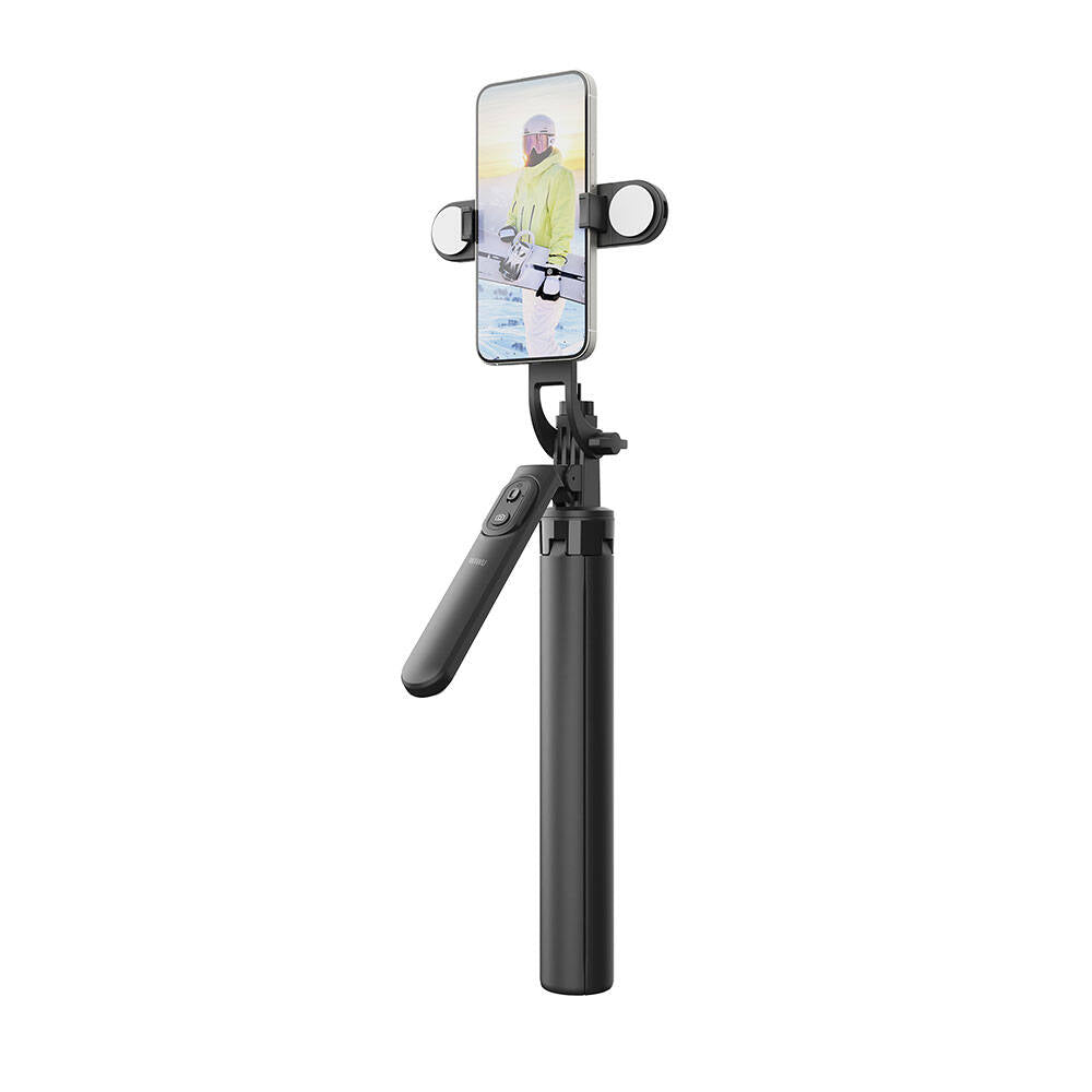 Wiwu Wi-SE012 Canlı Yayın Dolgu Işıklı Teleskopik Tripod ve Selfie Çubuğu Siyah