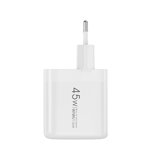 Wiwu Wi-U035 GaN Tech PD Hızlı Şarj Özellikli QC 3.0 Şarj Başlığı 45W Beyaz