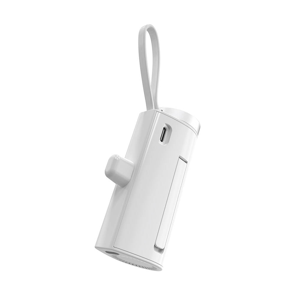 Wiwu Wi-W026 Capsule Serisi 2in1 Mini Taşınabilir Standlı Askılı Type-C PD Powerbank 5000mAh Beyaz