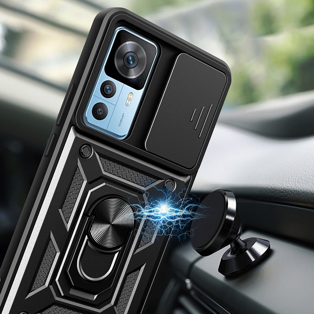 Xiaomi Mi 12T Kılıf Magnetik Standlı Kamera Korumalı Zore Sürgülü Vega Kapak Mavi