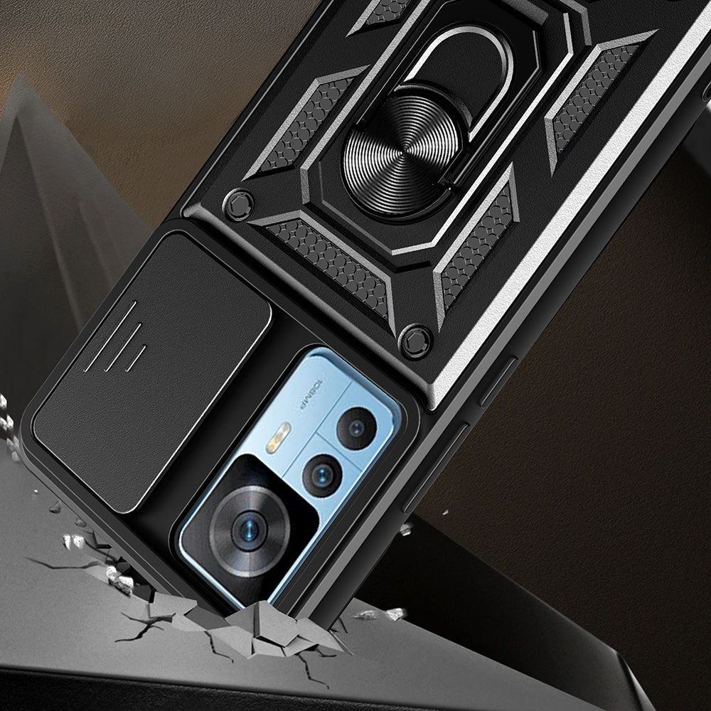 Xiaomi Mi 12T Pro Kılıf Magnetik Standlı Kamera Korumalı Zore Sürgülü Vega Kapak Siyah