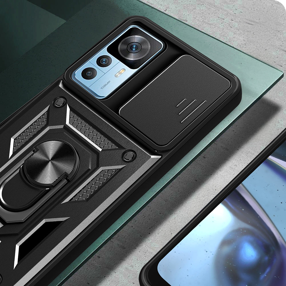 Xiaomi Mi 12T Pro Kılıf Magnetik Standlı Kamera Korumalı Zore Sürgülü Vega Kapak Mavi