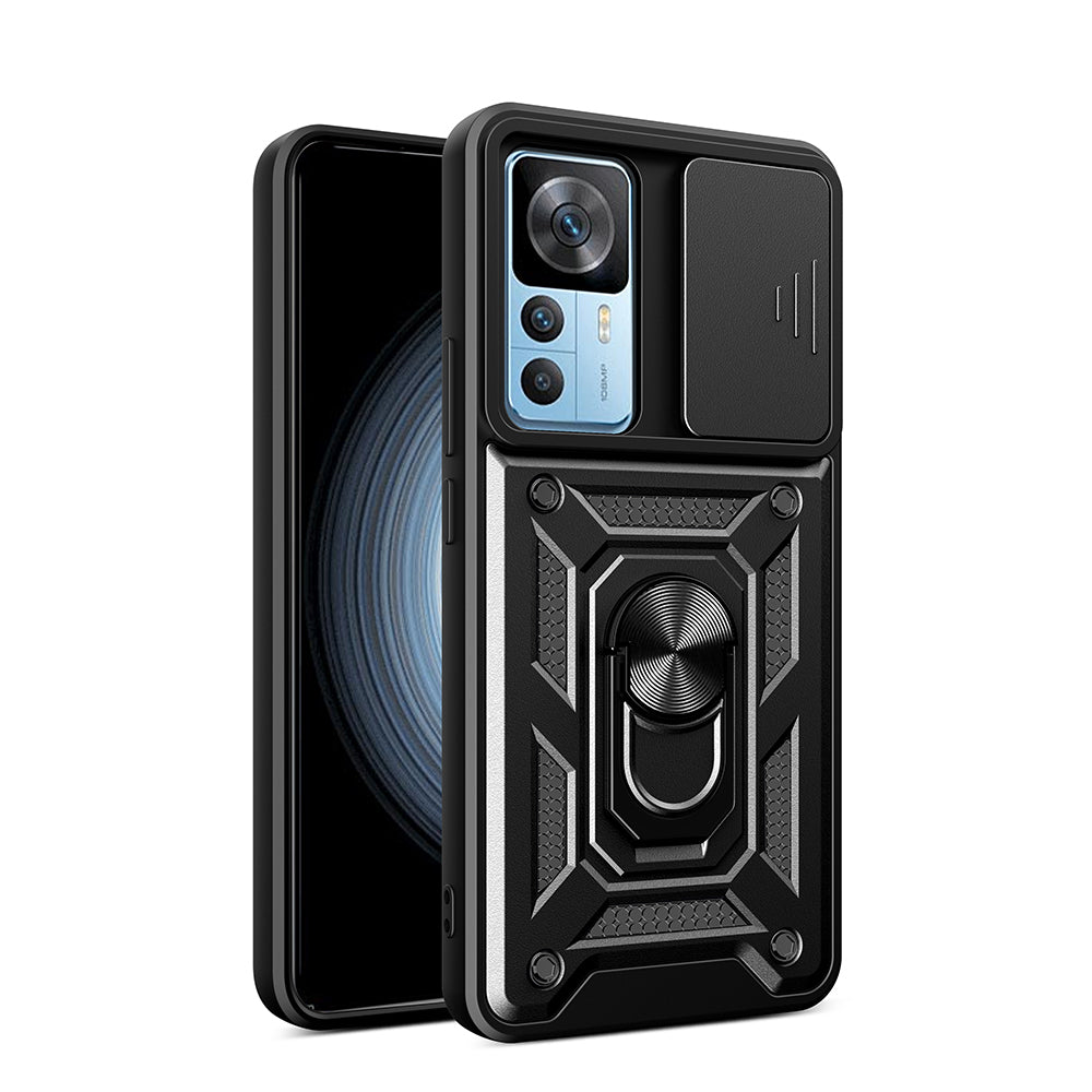 Xiaomi Mi 12T Pro Kılıf Magnetik Standlı Kamera Korumalı Zore Sürgülü Vega Kapak Siyah