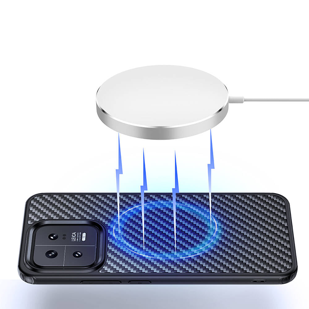 Xiaomi Mi 13 Kılıf Aramid Karbon Fiber Magsafe Özellikli Wlons Radison Kapak Siyah