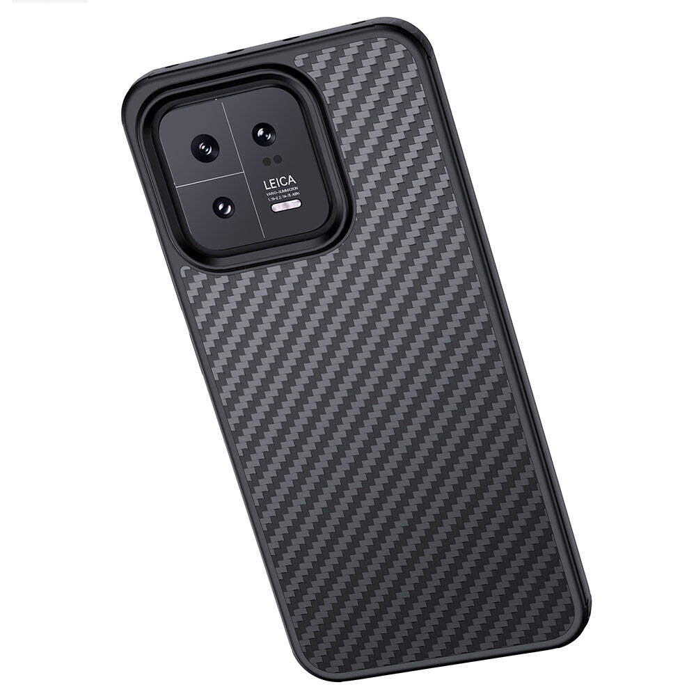Xiaomi Mi 13 Kılıf Aramid Karbon Fiber Magsafe Özellikli Wlons Radison Kapak Siyah