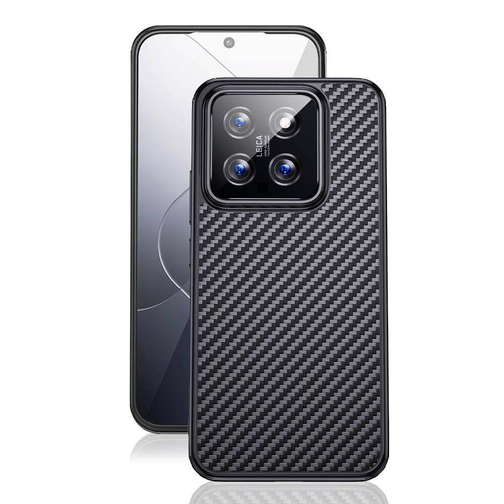 Xiaomi Mi 14 Kılıf Aramid Karbon Fiber Magsafe Özellikli Wlons Radison Kapak Siyah