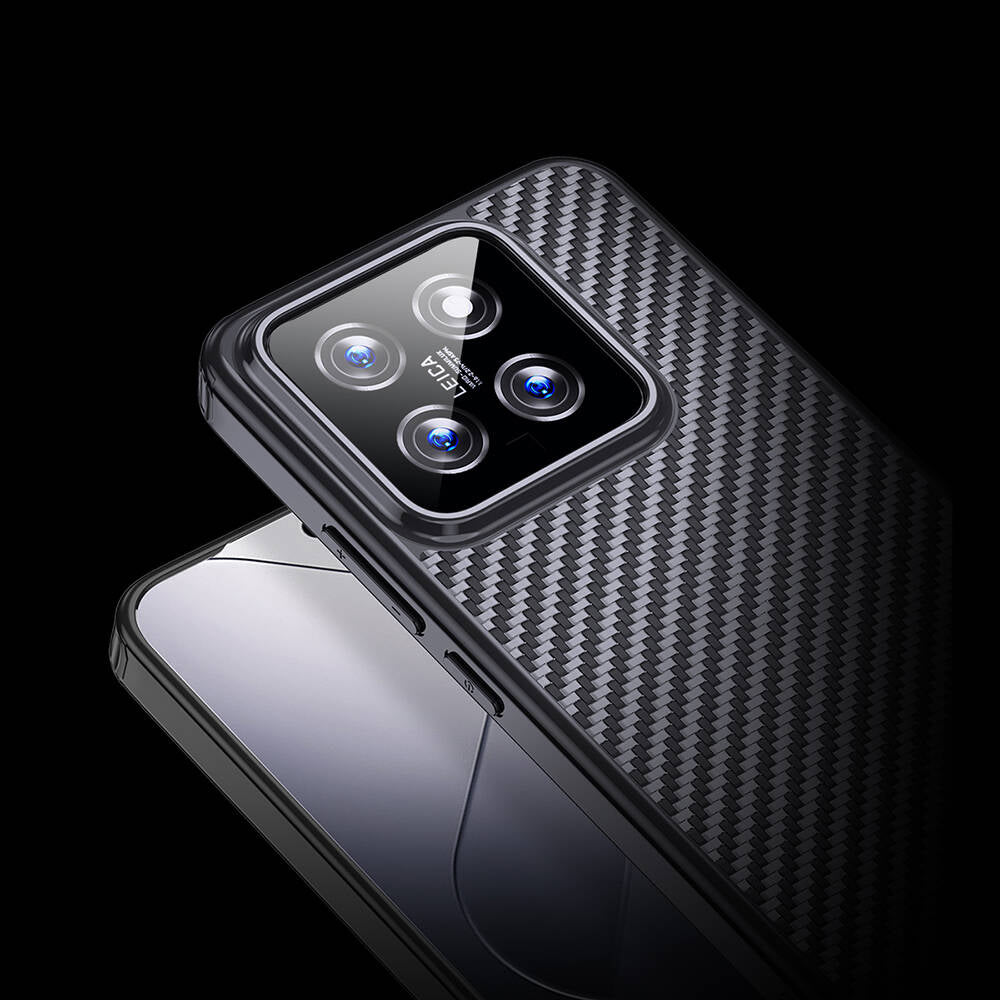 Xiaomi Mi 14 Kılıf Aramid Karbon Fiber Magsafe Özellikli Wlons Radison Kapak Siyah