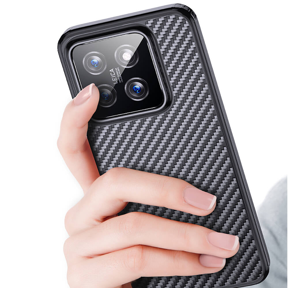 Xiaomi Mi 14 Kılıf Aramid Karbon Fiber Magsafe Özellikli Wlons Radison Kapak Siyah