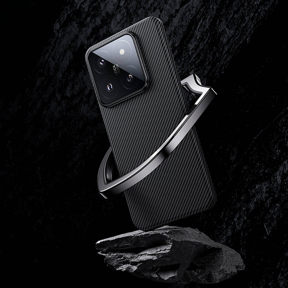 Xiaomi Mi 14 Kılıf Magsafe Özellikli Karbon Fiber Benks Essential ArmorAir 600D Kevlar Kapak Siyah