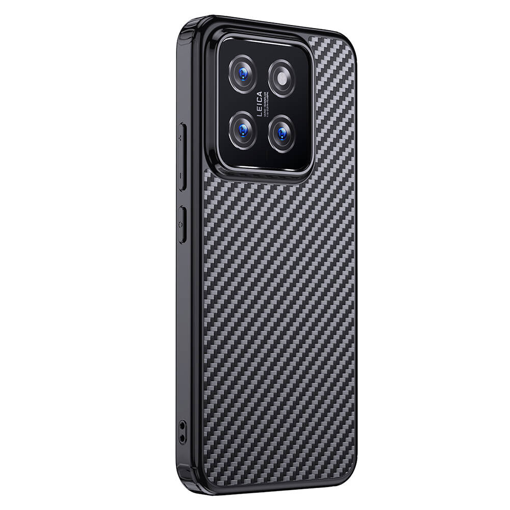 Xiaomi Mi 14 Pro Kılıf Aramid Karbon Fiber Magsafe Özellikli Wlons Radison Kapak Siyah