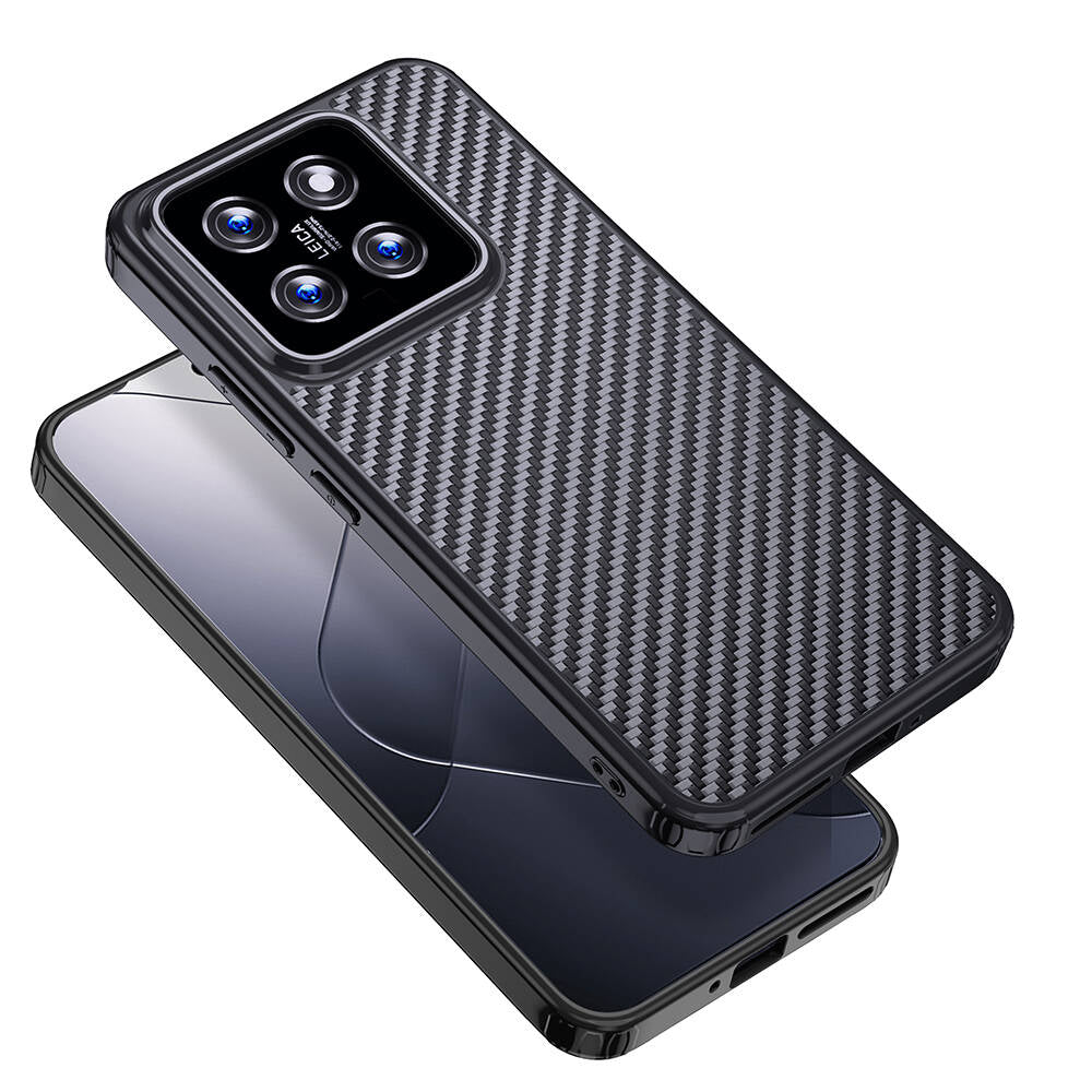 Xiaomi Mi 14 Pro Kılıf Aramid Karbon Fiber Magsafe Özellikli Wlons Radison Kapak Siyah