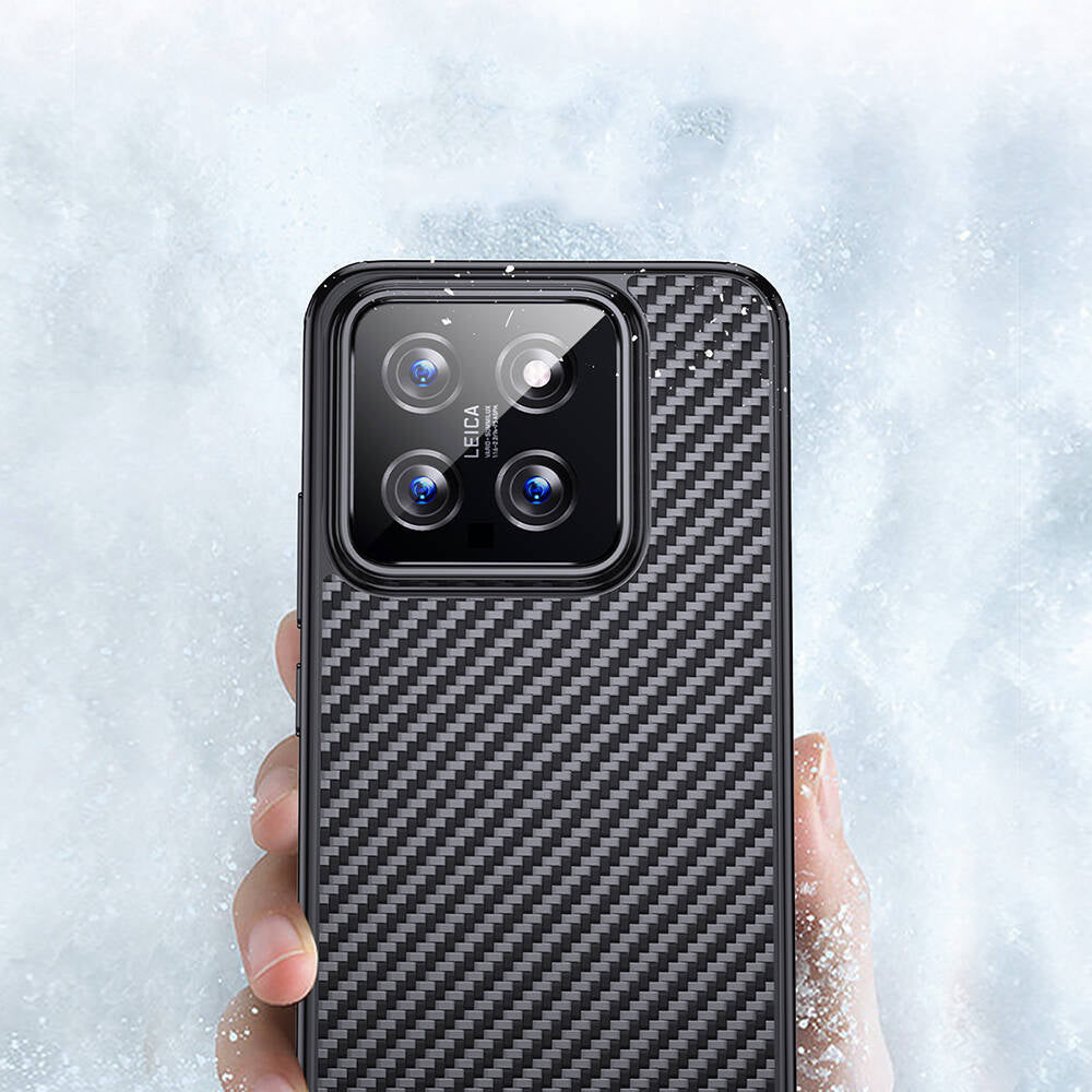 Xiaomi Mi 14 Pro Kılıf Aramid Karbon Fiber Magsafe Özellikli Wlons Radison Kapak Siyah