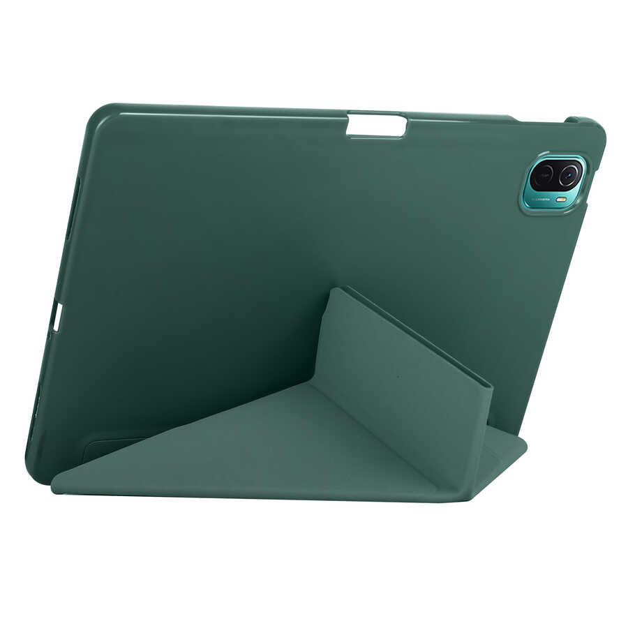 Xiaomi Mi Pad 5 Kılıf Zore Tri Folding Kalem Bölmeli Standlı Kılıf Koyu Yeşil