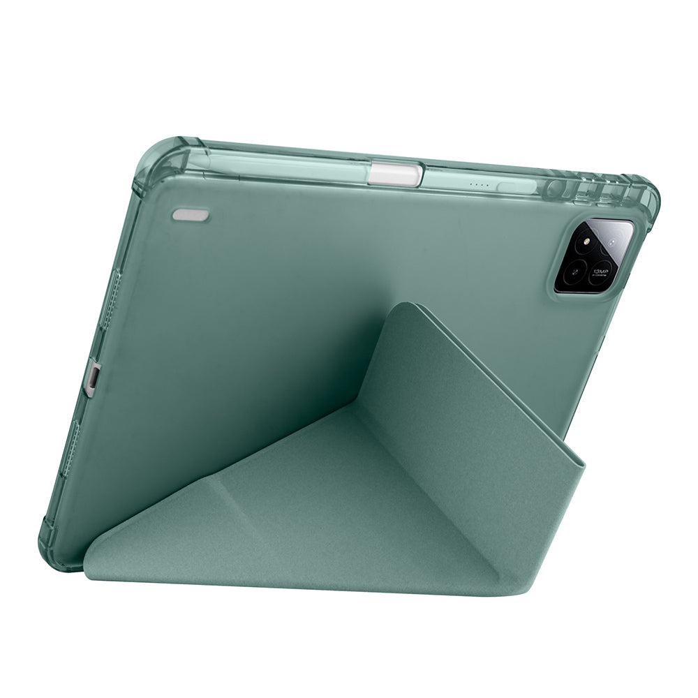 Xiaomi Pad 7 Kılıf Zore Tri Folding Kalem Bölmeli Standlı Kılıf Koyu Yeşil