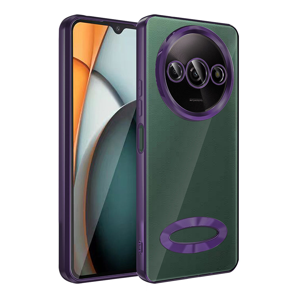 Xiaomi Redmi A3 4G 2024 Kılıf Kamera Korumalı Logo Gösteren Zore Omega Kapak Derin Mor