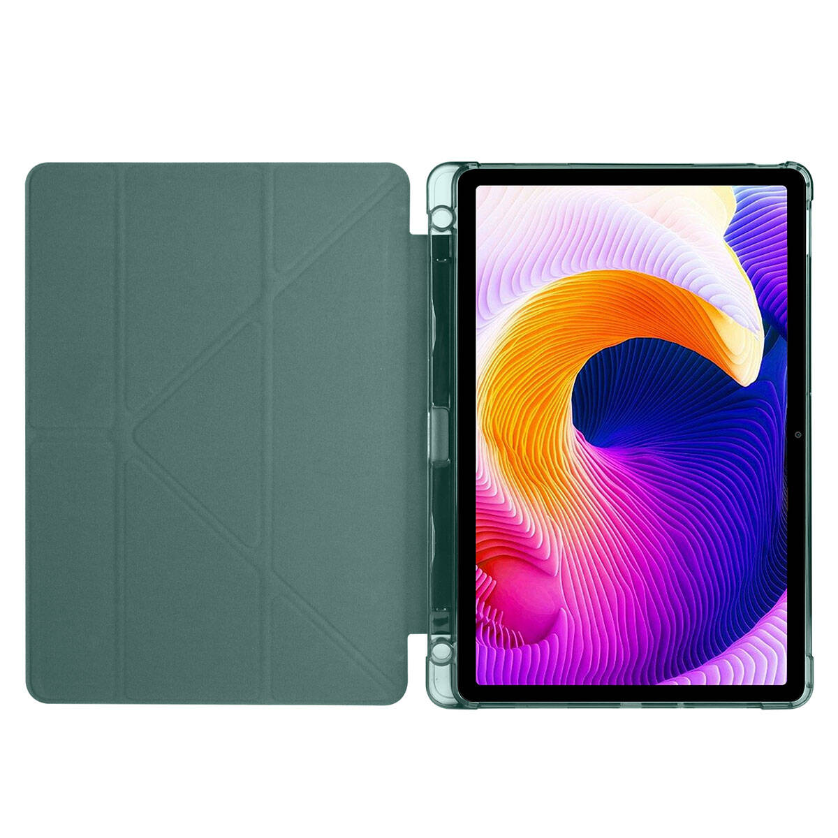 Xiaomi Redmi Pad SE Kılıf Zore Tri Folding Kalem Bölmeli Standlı Kılıf Siyah