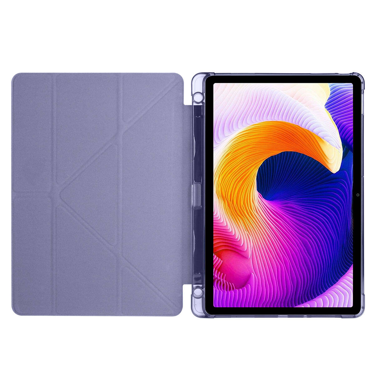 Xiaomi Redmi Pad SE Kılıf Zore Tri Folding Kalem Bölmeli Standlı Kılıf Mor