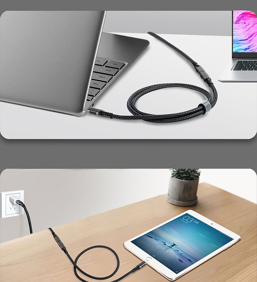 Zore Extension USB3.2 Type-C PD Uzatma Kablosu 100W 20Gbps 4K@60Hz 0.5 Metre Siyah