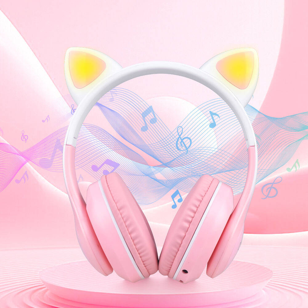 Zore STN-28 Pro Kedi Kulaklı Tasarımlı RGB Işıklı Bluetooth Kulaklık Yeşil