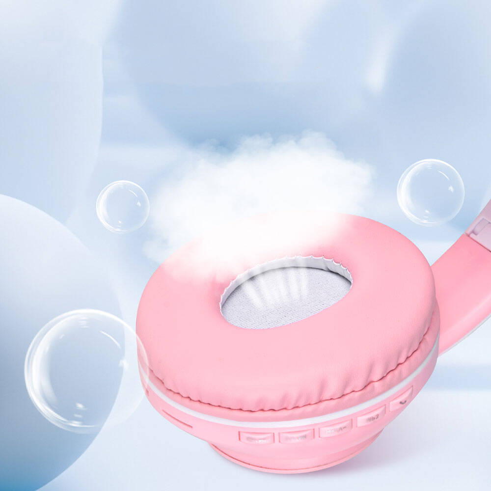 Zore STN-28 Pro Kedi Kulaklı Tasarımlı RGB Işıklı Bluetooth Kulaklık Pembe