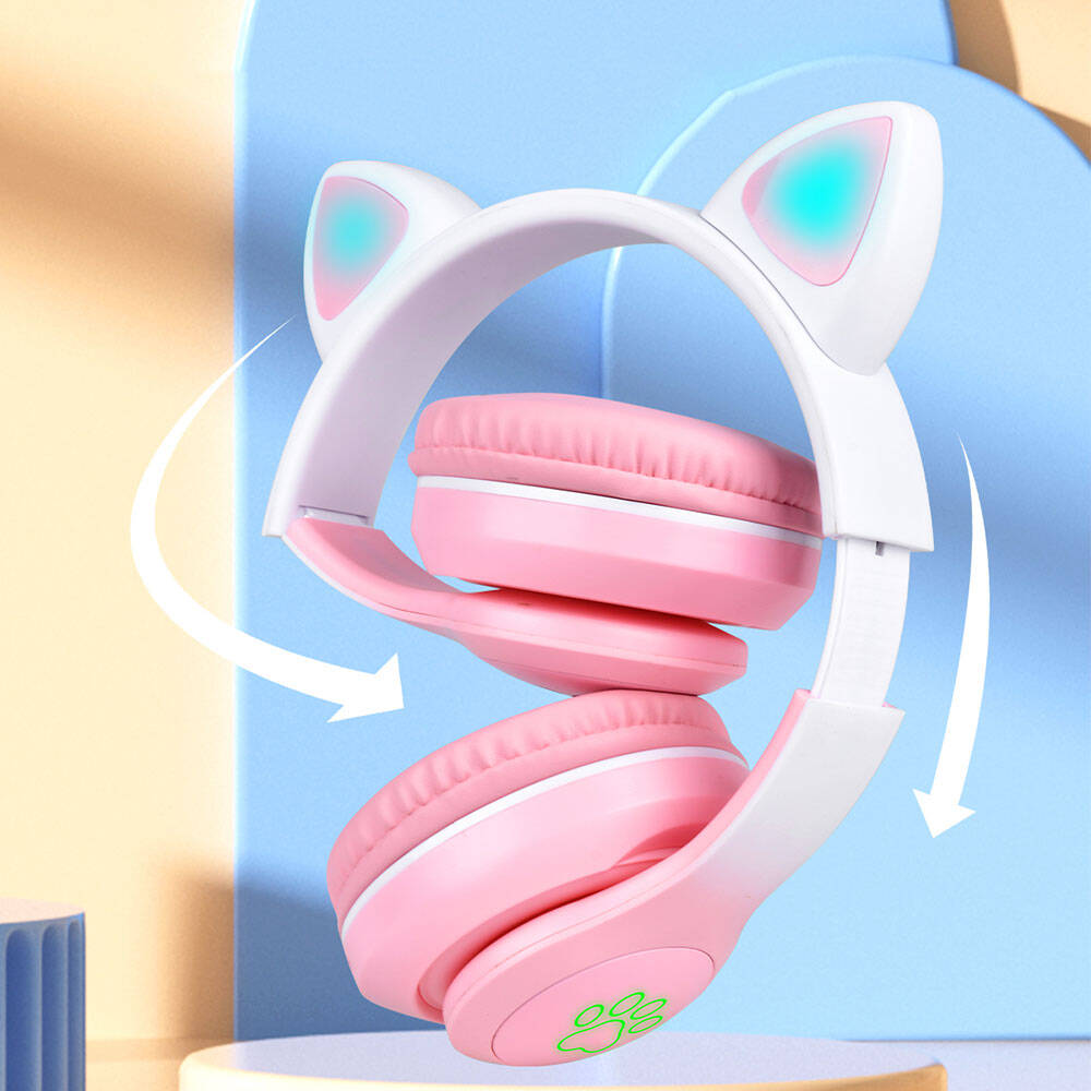 Zore STN-28 Pro Kedi Kulaklı Tasarımlı RGB Işıklı Bluetooth Kulaklık Yeşil